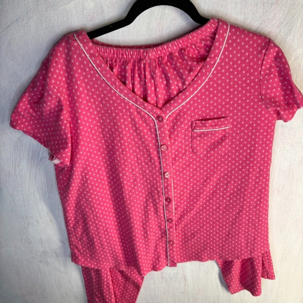 Karen Neuburger Encore Short Sleeve Capri Pajama Set Pink geometric Size Small